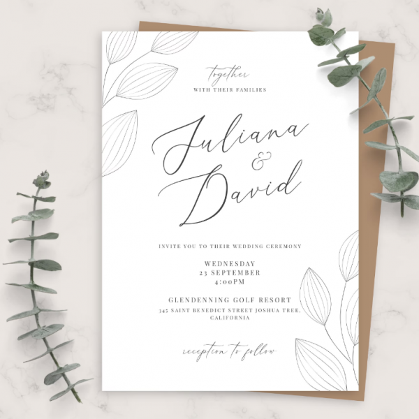 Undangan Penikahan Sederhana Motif Bunga